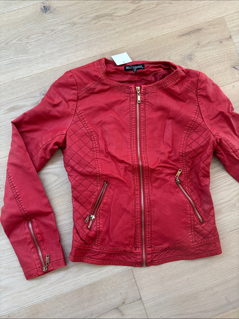 Red faux-Leather jacket